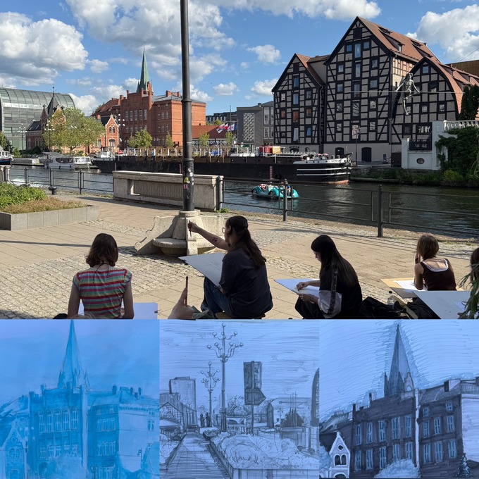 Rysownia - Szkoła rysunku - Bydgoszcz - plener rysunkowo malarski - praca kandydatów na architekturę i asp